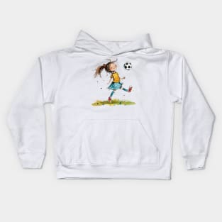 Little Girl Playing Soccer Kids Hoodie